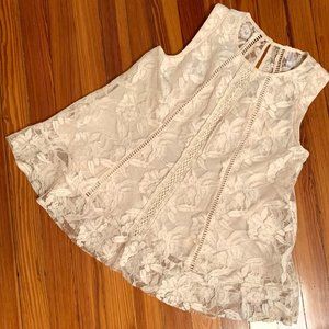 Xhilaration Lined Lace Sleeveless Ruffled Tunic Tank Top